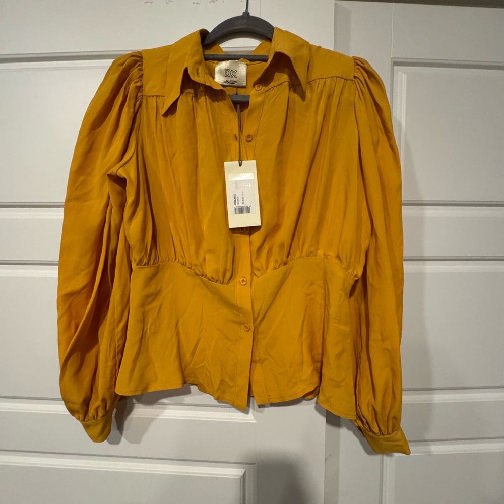 Golden Yellow Button-Up Blouse